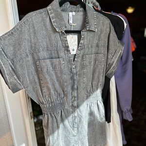 Grey romper, cotton made to look like jean, NWT, size medium, boutique